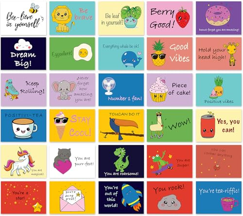 Fun A6 Affirmation Postcard Pack for Children, Teens & Students - Kids Motivational Pack - Motivational Postcard Gifts for Pupils, Teachers, Parents, Kids, 148mm x 105mm Blank Inspirational Post Cards