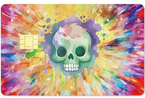 CREATCABIN Kartenhüllen-Aufkleber Mit Totenkopf-Motiv,Debit- Und Kreditkartenhüllen,Die Bankkarten Schützen,Abziehbilder,Wasserdicht,Kratzfest,Keine Blasen,Schlank Für EBT-Transportkarten 186x137mm