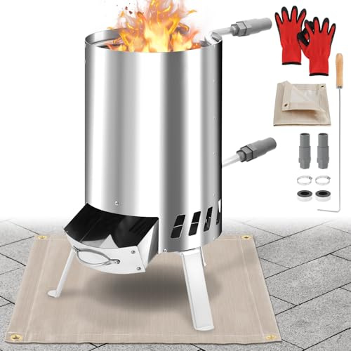 Hebitod Calefacción de piscina con fuego, calentador de piscina con espiral de calefacción, estufa de piscina, calefactores para piscinas, conexiones de 36 – 38 mm, 100% acero inoxidable, calefacción