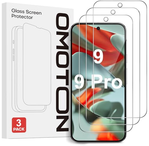 OMOTON Screen Protector for Google Pixel 9 / Pixel 9 Pro, Tempered Glass for Google Pixel 9/9 Pro Screen Protector, Support Fingerprint Unlock, Anti-Scratch, 3 Pack