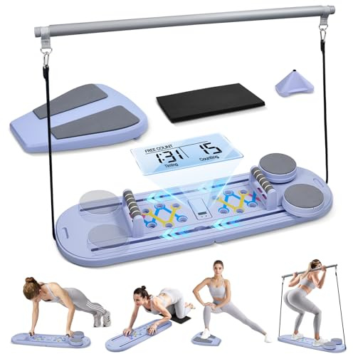 Tanniws NEU 6 in 1 Pilates Reformer Maschine für Hause faltbar alles in einem Bauch-Brett automatische Rebound ab Rolle Rad Pilates Geräte Ganzkörper Workout Gerät Reformer Pilates Maschine mit Zähler