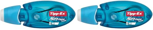 BIC Korrekturroller Tipp-Ex Microtape Twist, 8 m x 5 mm, blau, 532520, weiß (Packung mit 2)