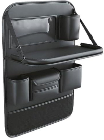 LAFENI Auto Organizer für BMW X4 G02 F26 2014-2024, Wasserdicht Autositzschoner Rückenlehnenschutz mit Faltbar Tisch Rücksitz Aufbewahrungstasche Zubehör,A/Black