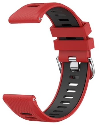 Watch Straps for Men, 22mm Width Adjustable Soft Silicone Quick Release Band for Samsung Galaxy Watch/Garmin/Fossil/Amazfit/Huawei Replacement Watch Band (Red/Black)
