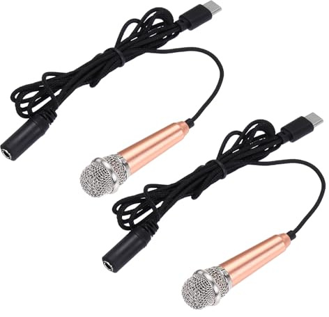 sourcing map 2 mini micrófonos, mini micrófonos pequeños para teléfono tipo C, micrófono pequeño para grabar voz de teléfono, dorado