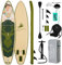 FEATH-R-LITE Aufblasbare Stand Up Paddle Boards Multifunktionale Paddleboard Mit Handpumpe, Sup Rucksack, Leine, Einstellbares Paddel, Für Erwachsene, Aller Fertigkeitsstufen (Hirsch-Grün)