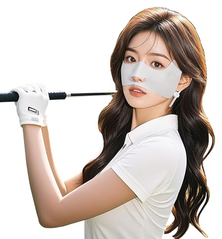 LKMUPNR 1 Pack UPF 50+ Cooling Face Mask, Half Mask for Golf, Adjustable Ear Loops, Nose Guard & Reusable Sun Protection for Women,Nose Mask(Anti Slip Style Gray)