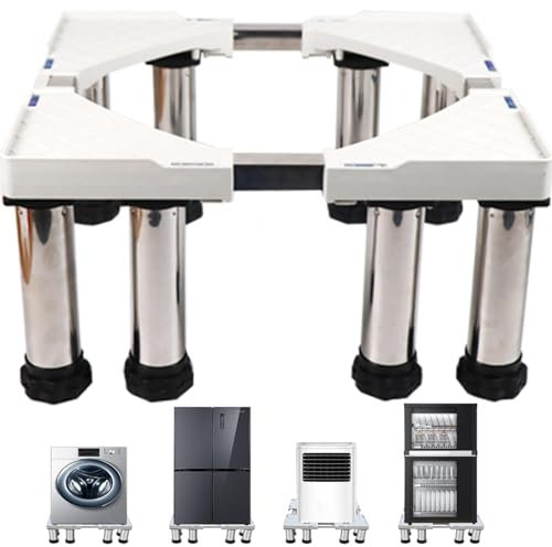 Universeller verstellbarer Waschmaschinensockel, 71,1 cm breit, 362,9 kg Kapazität, multifunktionaler Ständer für Waschmaschine und Trockner, höhenverstellbar, 9,9 cm bis 24,9 cm, Weiß