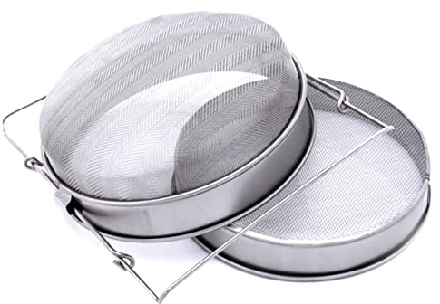 Holibanna Filtre à Miel Acier Inoxydable Double Tamis Antirouille Tamis Fin Apiculture Adapté Seaux Avec Bras Ajustables
