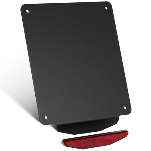 Evermotor Motorrad Kennzeichenhalter mit Reflektor, Sicherer Halt | mit 125mm 30° Rückstrahler Hinten, 180×200mm Universal, 3mm Aluminium, Vibrationsfest, für Motorrad, Moped, Scooter, ATV