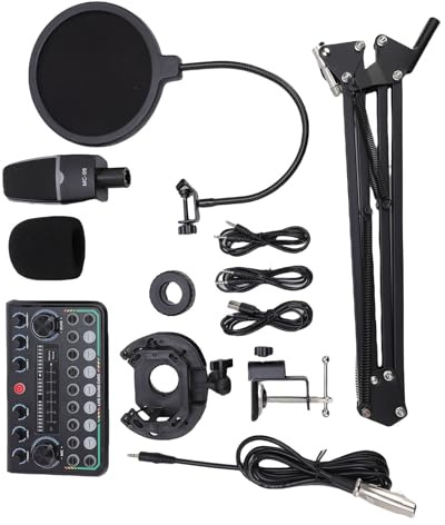 Gugxiom Podcast Equipment Bundle, Podcast Microphone Bundle, Voice Changer med Justerbar Mic Stativ, Studiokondensormikrofon för Smartphone, PC, DJ, Videoinspelning, Streaming