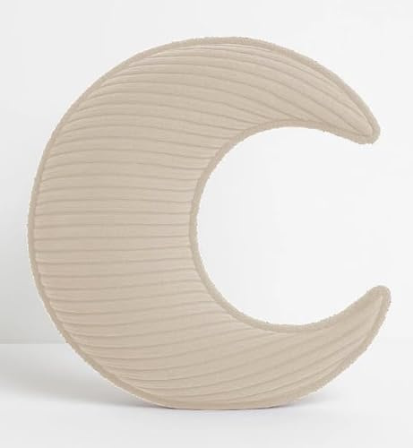 chilly pilley® Dekorative Kissen aus Cord – Mond, Herz & Wolke – Weiche Cordstoff Kuschelkissen für Kinderzimmer, Sofa & Bett – Zierkissen (Cremefarbig, Mond)
