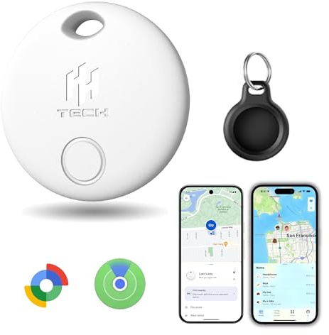 HH-Tech Smart Tracker Tag Dual (White Pack-1) For Apple and Android Devcies, Replaceable Battery, Easily Track Your Keys, Bag, Suitcase, and More with Apple Find My App and Google Find Hub App