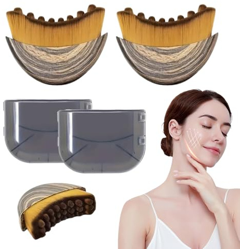 Wxeadu Lymphatic Contour Face Brush, 2Pcs Dry Brushing Lymphatic face Brush, Soft Bristles face brushlymphatic Drainage, Chin & Jawline Sculpting, Lymphatic Drainage Brushto Reduce Bloating with Box