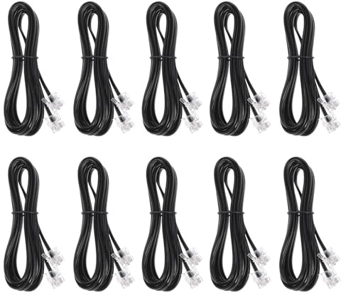 Didiseaon 10 PCS Core Flat Telephone Wire Meters Landline Connecting Cable for Phone Fax Modem PVC Outer Shell for Home Office Use