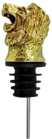 Sewroro Lion Head Shape Wine Pourer Spout Novelty Bottle Stopper and Wine Bottle Caps Alloy Stoppers for Home Party Beverage Serving 11.00 X 4.00 X 4.00 cm