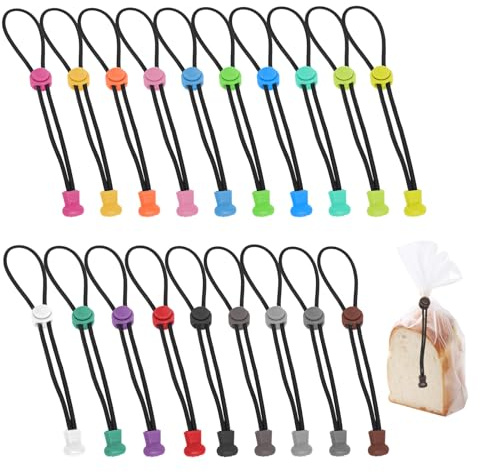 DUTIFUL 19 Stück Verschlussclips für Beutel Verstellbare Clips für Tüten Wiederverwendbar Verschlussclips für Angelruten Lebensmittelbeutel Brottüten Ersatz für Gummibänder Tütenclips