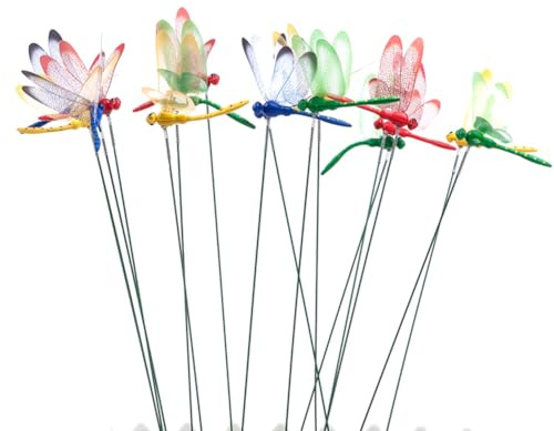 Myqqhbs 24Pcs 3D Dragonfly Garden Decor Dragon Fly Garden Stakes Dragonflies Dragonfly Stakes