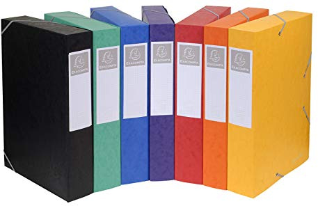Exacompta – Ref 16000H – kartoarkiveringsbox – 25 x 33 cm, lämplig för A4-dokument, elastiska remmar i 2 hörn, 60 mm rygg, FSC-certifierad – blandade färger (paket med 10)