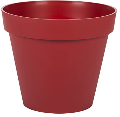EDA - Maceta Redonda Toscana Ø 25 cm – Volumen 6 L – Ø 25 x 21 cm – Rojo Rubí