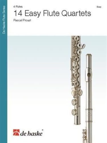14 easy flute quartets flutes traversieres -partition+parties separees