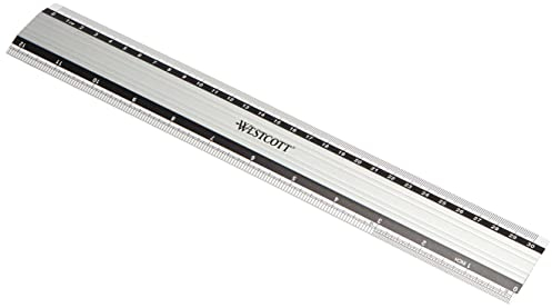 Westcott E-10191 00 Aluminium-Lineal besonders rutschfest, 30 cm, 12 Zoll