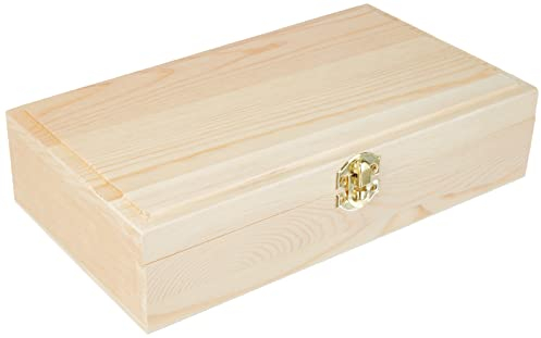 Rayher Holz Schatulle Rahmen, FSC Mix Credit, unbehandelt, mit Metall-Klappverschluss, Größe: 25 cm x 14 cm x 6 cm, 62296000, Beige