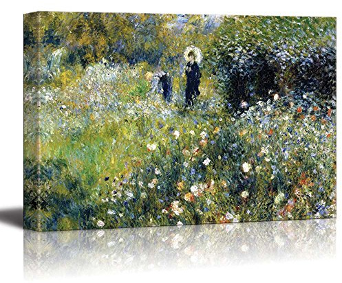 Woman with a Parasol in a Garden by Pierre-Auguste Renoir - Canvas Print Wall Art Famous Painting Reproduction - 24 x 36