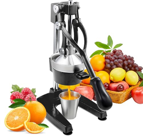 ROVSUN Professional Citrus Juicer Lemon Squeezer, Commercial Manual Fruit Press Juicer for Lemon Pomegranate Orange Juice, Heavy Duty Hand Press Orange Juicer Press and Lime Squeezer Stand (Black)
