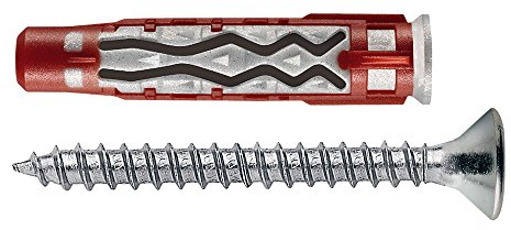 Elematic BLUEFIX/VA Behälter 100pz Dübel Nylon Gipskarton 6 x 35 mm 2 verstärkt flache Schraube Senkkopf 4,5 x 50 mm Stahl verzinkt Karbon Dicke Befestigung 10 mm Beton Anker Beton Ziegel