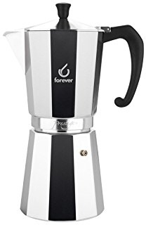 FOREVER Caffettiera Moka 18 Tazze Alluminio, Miss Moka Prestige, Caffettiera per Casa e per Viaggio, Tazze di Caffè, Guarnizione in Silicone