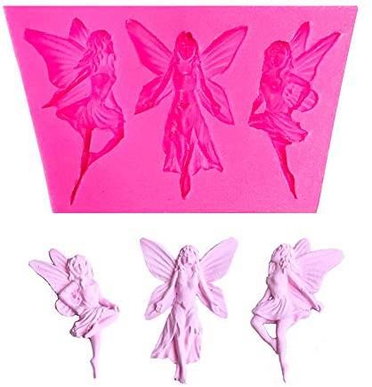 1pc Lovely Three Fairies Angle Shape Silicone Mold for DIY Candy Soap Mould Crystal Jelly Shots Pudding Desserts Gum Paste Chocolate Fondant Mold Cupcake Cake Topper Decoration Handmade Ice Cream