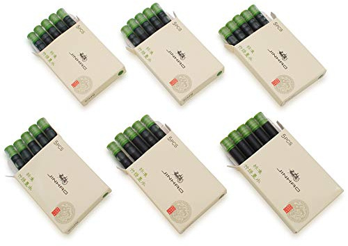 6er-Pack (30 Stück) JINHAO Tintenpatronen Füllfederhalter Nachfüllungen für JINHAO und Baoer Stift Standardgröße (Grüner Bambus)
