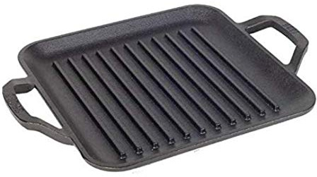 Lodge Chef Collection Grillpfanne aus Gusseisen, quadratisch, 27.9 cm, ergonomische Griffe, Grilllinien und Würze, aus hochwertigen Materialien hergestellt, um ein Leben lang zu halten