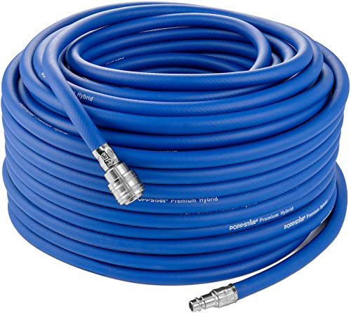 Poppstar Compressed air line Hose 50 m (Hybrid PVC Polymer, Euro Standard Quick couplings, up to 300 PSI), Compressor 3/8 air Hose, Blue