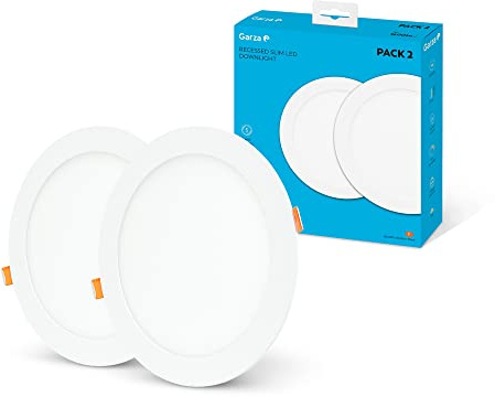 Garza - Pack x2 Downlight LED Empotrable Circular Extraplano 18W (1600 lm), 225 mm, Luz neutra 4000K, 30.000h, Ojo de buey LED para techo, Blanco