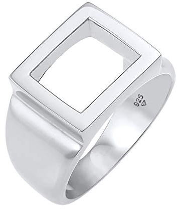 Kuzzoi Siegelring Herrenring poliert Bandring massiv (13 mm) 925 Silber | Markantes Schmuck Accessoire mit rechteckiger Oberfläche Ring für Männer in der Ringgröße 60–66