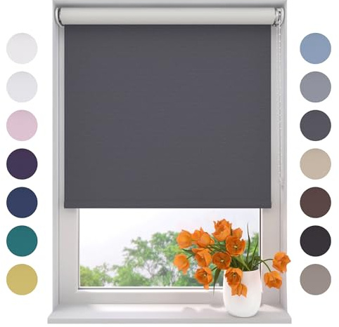 Radeco® Verdunkelungsrollo 210 x 190 cm grau, Größen von 40 bis 240 Breite, ohne Bohren möglich, Rollo wandmontage, Rollo 210 cm breit, Fenster rollos für innen, rollos für Fenster