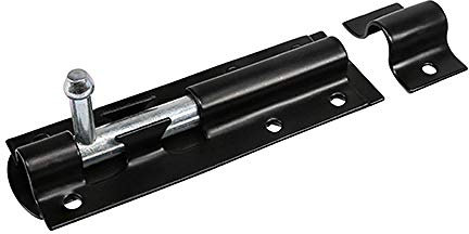 TIMCO Straight Tower Bolt - Black - 4 - Great for securing Flush Fitting Gates and shed Doors in a Closed Position, Adding Increased Security - One Bolt in a Pack.