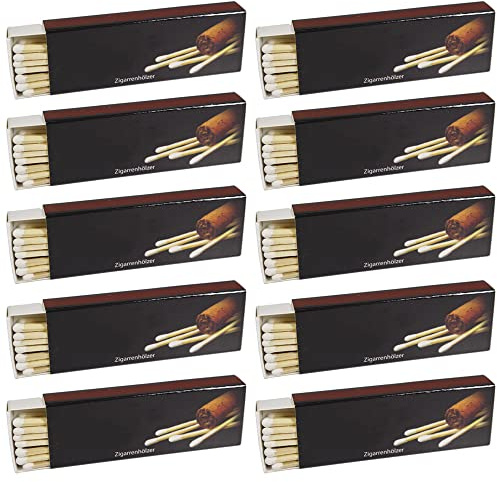 Zigarrenhölzer Pfeifenhölzer 95mm Lange Streichhölzer Zigarrenstreichhölzer Zündhölzer für Zigarren Pfeifen Kamin Grill Kerze Hölzer mit Langer Brenndauer (10 Packungen)