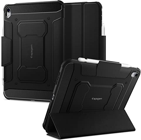 Spigen Funda Rugged Armor Pro para iPad 11&10 Generación A16 10.9 | Funda robusta con soporte para Pencil, tapa plegable con encendido automático para modelos 2025/22 - Negro