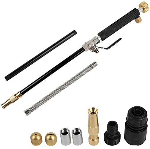 EXLECO 9Pcs Hochdruck Schlauchdüse Set Hochdruckdüse Jet Hochdruckreiniger Hochdruck Gartenschlauch Sprühlanze Wasserlanze Hochdruck Wasserpistole mit 2 Verlängerungsschlauch 3 Nozzles für Auto Garten