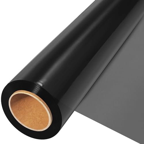 JOYIT Svart cellofan wrap rulle (100 'Ft. Lång x 44,5 cm. Bred) – 2,5 mm tjockt transparent svart cellofan omslagspapper, färgat cellofanomslag som present blomkorgdekoration