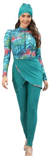 BlueSnow Modest Swimwear for Ladies Burkini Swimwear Full Body Swimsuit Long Sleeve Costume Set (4XL, Y3)