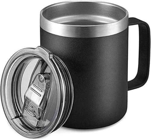 Oneklik Tasse à café, tasse thermique étanche, tasse à café avec couvercle, tasse de voyage isolée, garde les boissons chaudes et froides 12 onces Noir