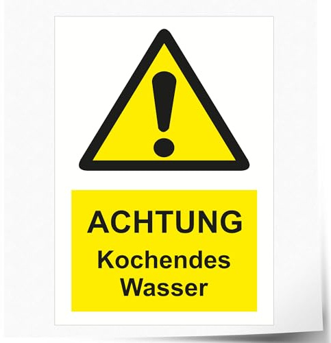 Indigos UG - Schild Achtung! Kochendes Wasser - 594x840 mm - Hotel, Firma, Schutz, Kita, Arzt, Praxis - Sicherheit - Warnung - Aluverbundplatte 3mm, Wohnung - Hinweisschild - Warnschild