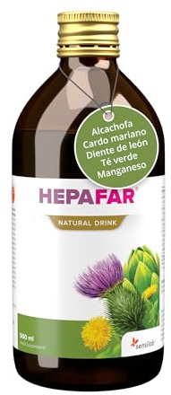 Hepafar Bevanda depurativa naturale per il Fegato - 500 ml per 20 giorni - con Cardo Mariano, Tè verde, Manganese, Tarassaco e Carciofo - Depurazione naturale – Sensilab