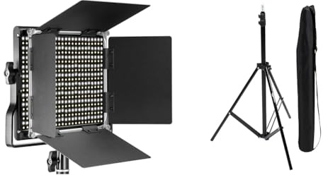 Neewer 660 Panel de Luz Infrarrojo LED Bicolor 3200-5600K CRI 96+ con Soporte en U y Cortador & Amazon Basics Cámara, Soporte de iluminación, 2 Unidad, Aluminio, 2,04 m, Negro