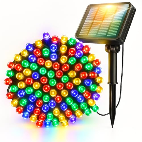 rynli Solar Powered Fairy String Lights Outdoor 7M / 23Ft 50 LED, IP65 Waterproof, 8 Lighting Modes, Yard, Multicolour, Garden, Patio, Wedding & Christmas Decorations