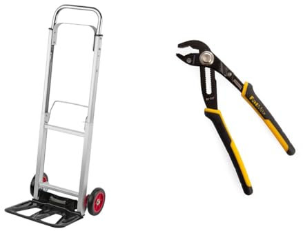 Meister 8985550 Diable - Aluminium - Repliable 90 kg & Stanley 0-84-647 - Pince Multiprise À Verrouillage Gamme FatMax - Mâchoire Renforcée par Induction